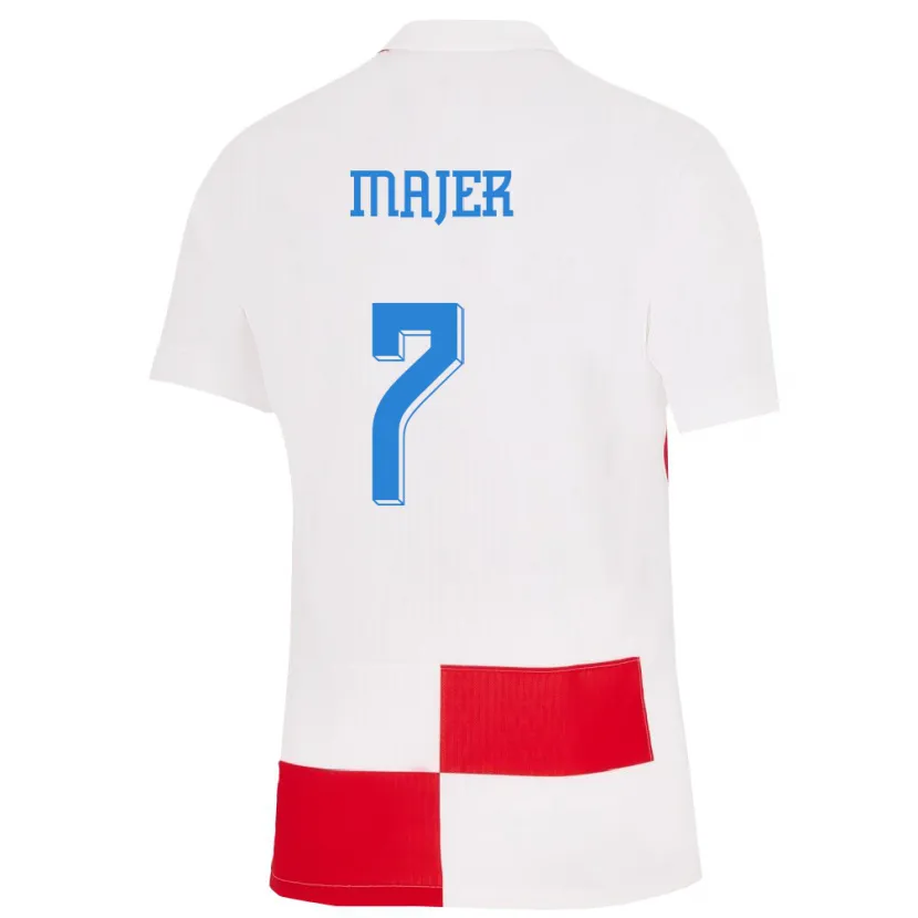 Danxen Dames Kroatië Lovro Majer #7 Wit Rood Thuisshirt Thuistenue 24-26 T-Shirt
