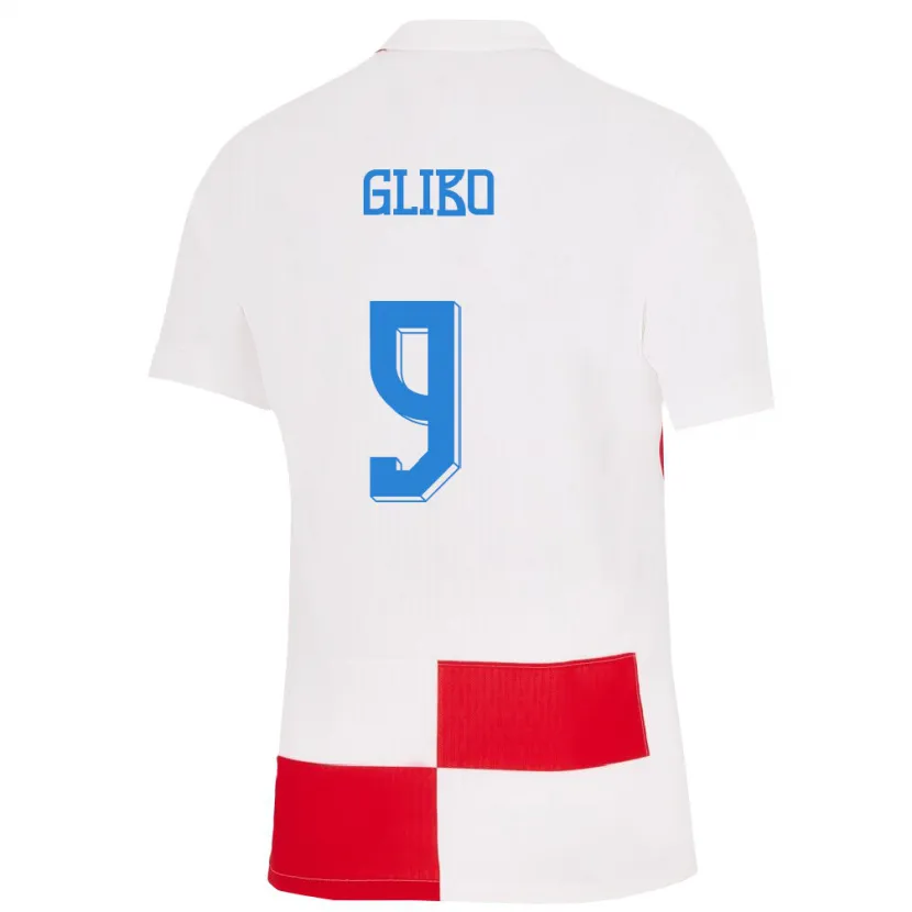 Danxen Dames Kroatië Andrea Glibo #9 Wit Rood Thuisshirt Thuistenue 24-26 T-Shirt