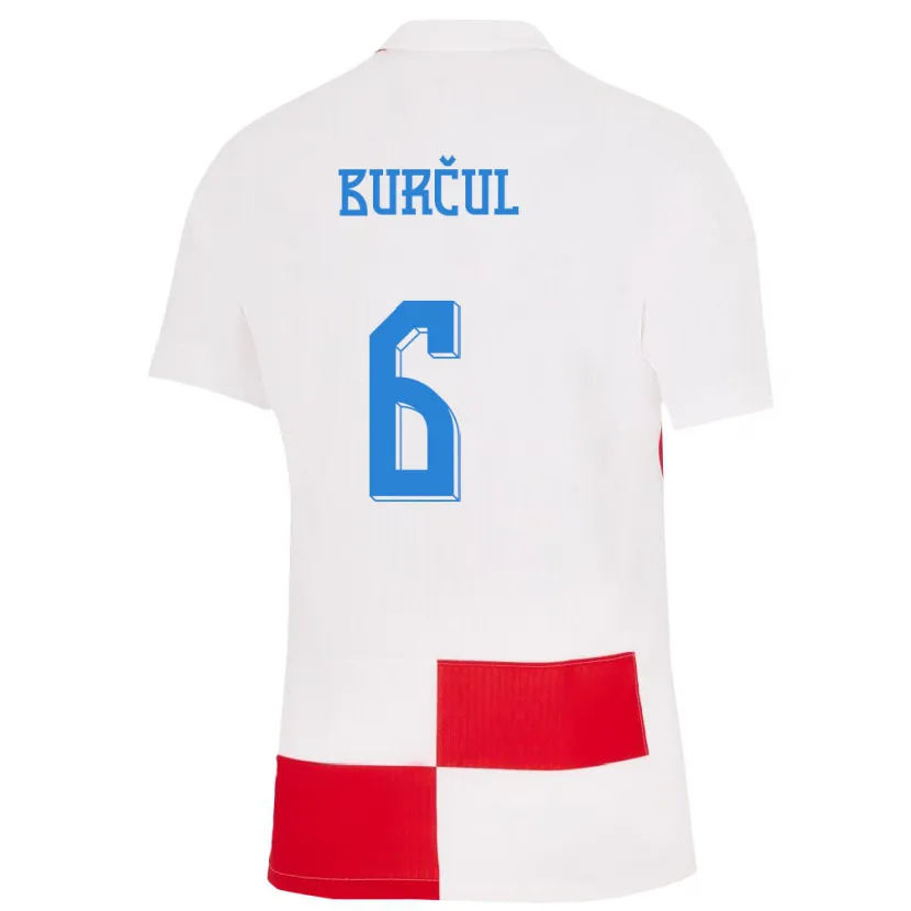 Danxen Dames Kroatië Bruno Burcul #6 Wit Rood Thuisshirt Thuistenue 24-26 T-Shirt