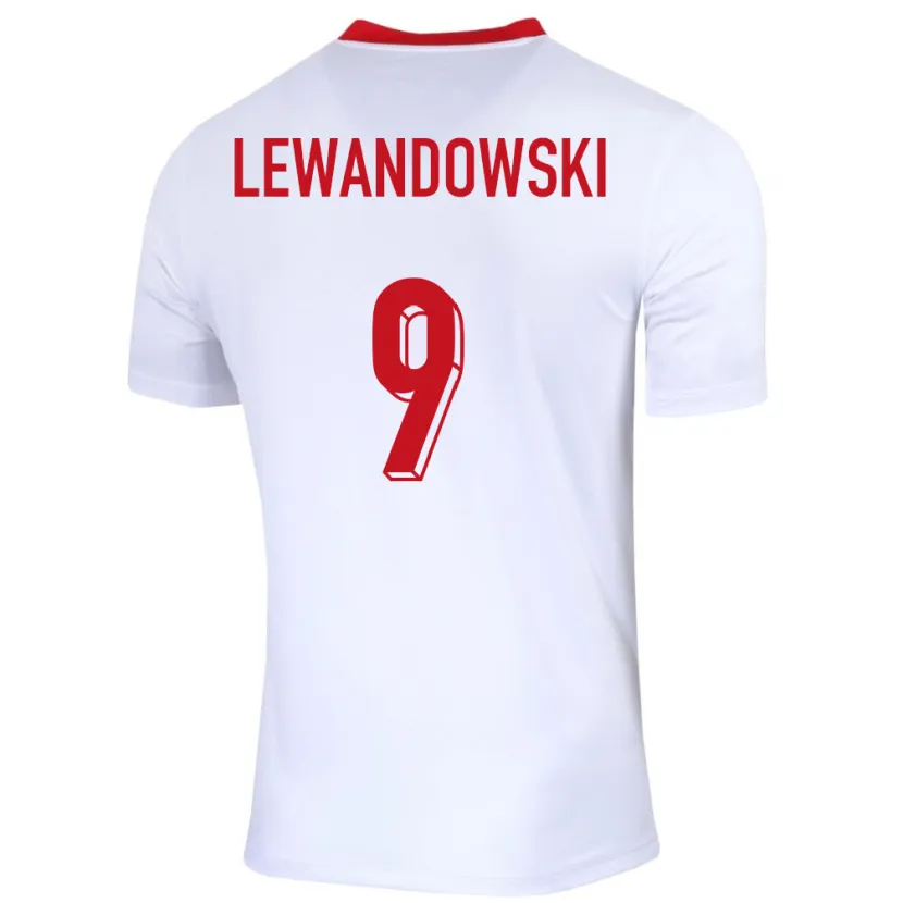 Danxen Dames Polen Robert Lewandowski #9 Wit Thuisshirt Thuistenue 24-26 T-Shirt