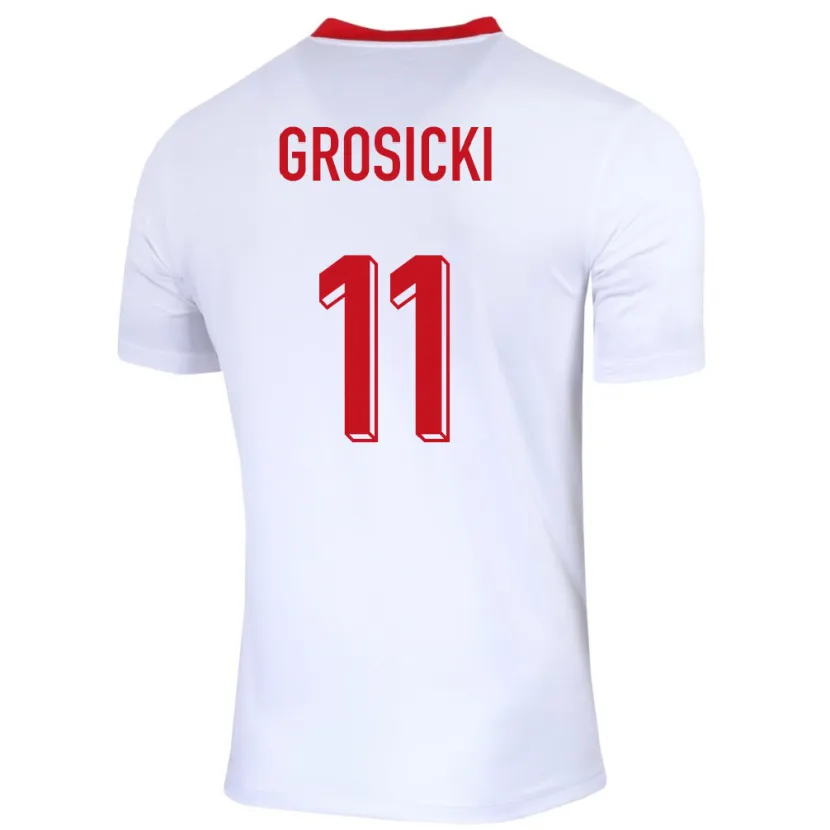 Danxen Dames Polen Kamil Grosicki #11 Wit Thuisshirt Thuistenue 24-26 T-Shirt
