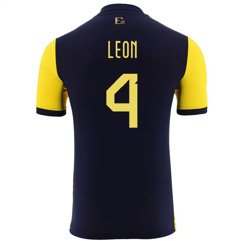 Danxen Dames Ecuador Fernando Leon #4 Geel Thuisshirt Thuistenue 24-26 T-Shirt