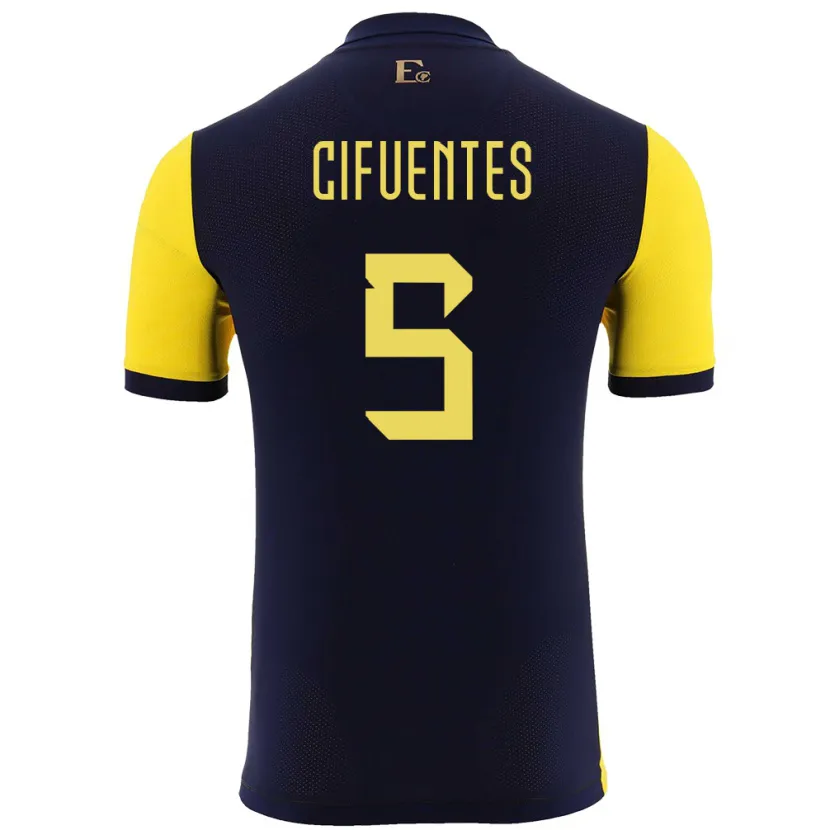 Danxen Dames Ecuador Jose Cifuentes #5 Geel Thuisshirt Thuistenue 24-26 T-Shirt