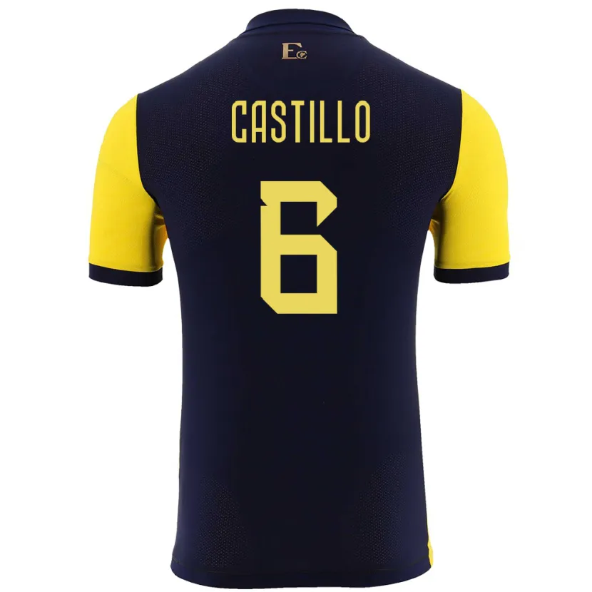 Danxen Dames Ecuador Byron Castillo #6 Geel Thuisshirt Thuistenue 24-26 T-Shirt