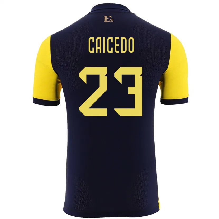 Danxen Dames Ecuador Moises Caicedo #23 Geel Thuisshirt Thuistenue 24-26 T-Shirt