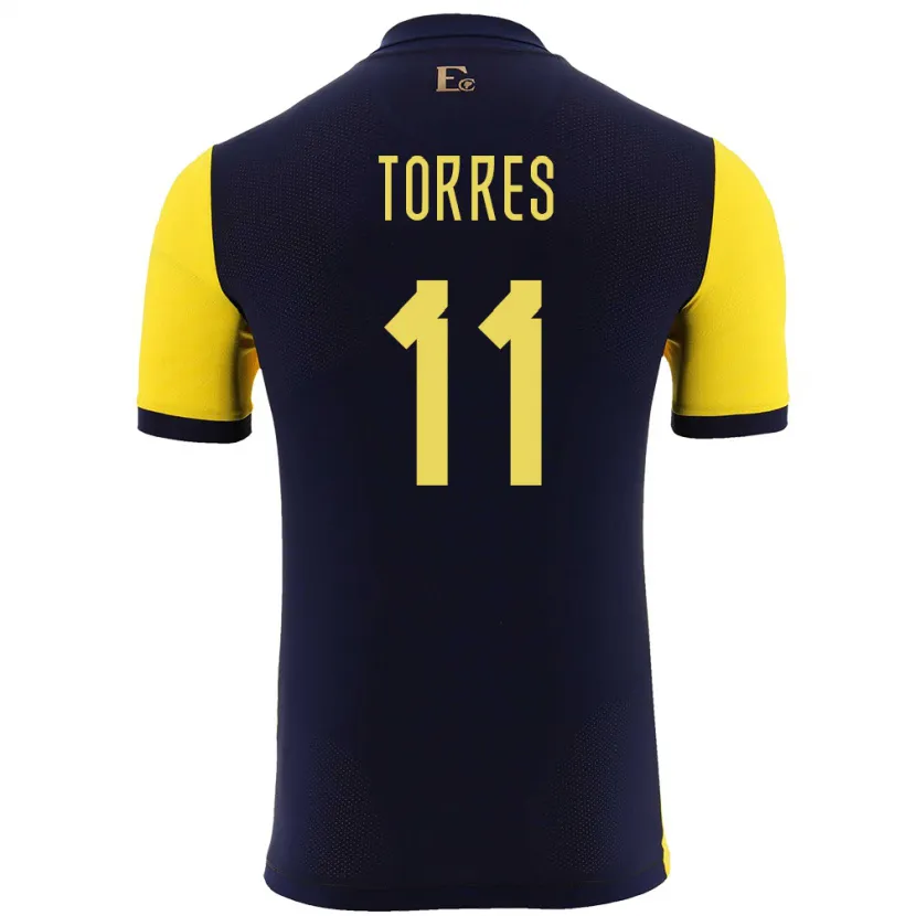 Danxen Dames Ecuador Ambar Torres #11 Geel Thuisshirt Thuistenue 24-26 T-Shirt