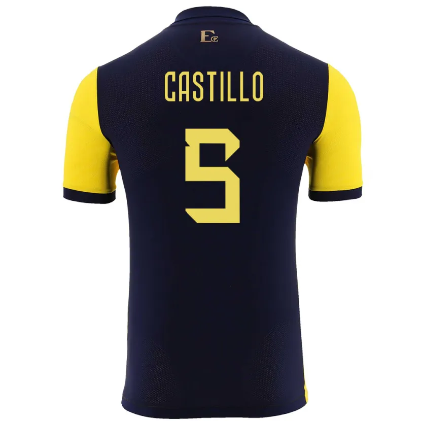 Danxen Dames Ecuador Denil Castillo #5 Geel Thuisshirt Thuistenue 24-26 T-Shirt