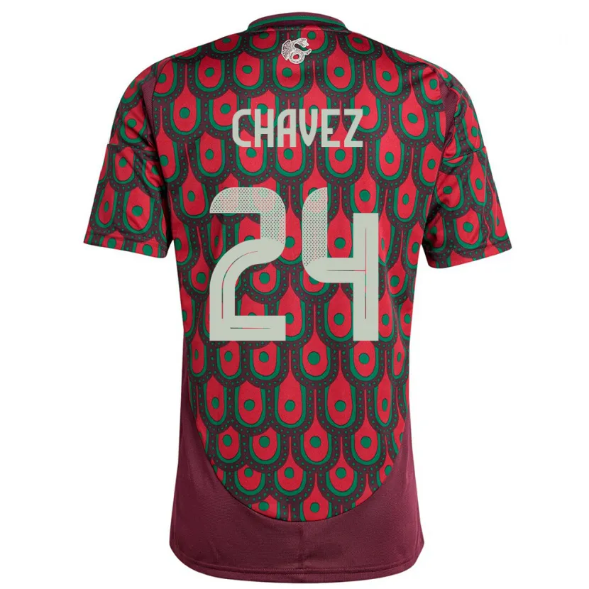 Danxen Dames Mexico Luis Chavez #24 Kastanjebruin Thuisshirt Thuistenue 24-26 T-Shirt