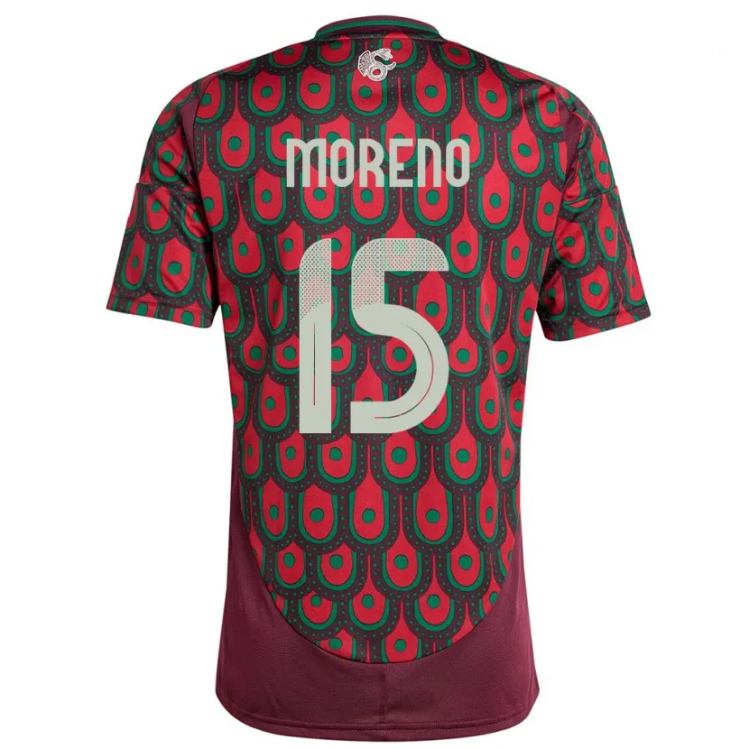 Danxen Dames Mexico Hector Moreno #15 Kastanjebruin Thuisshirt Thuistenue 24-26 T-Shirt