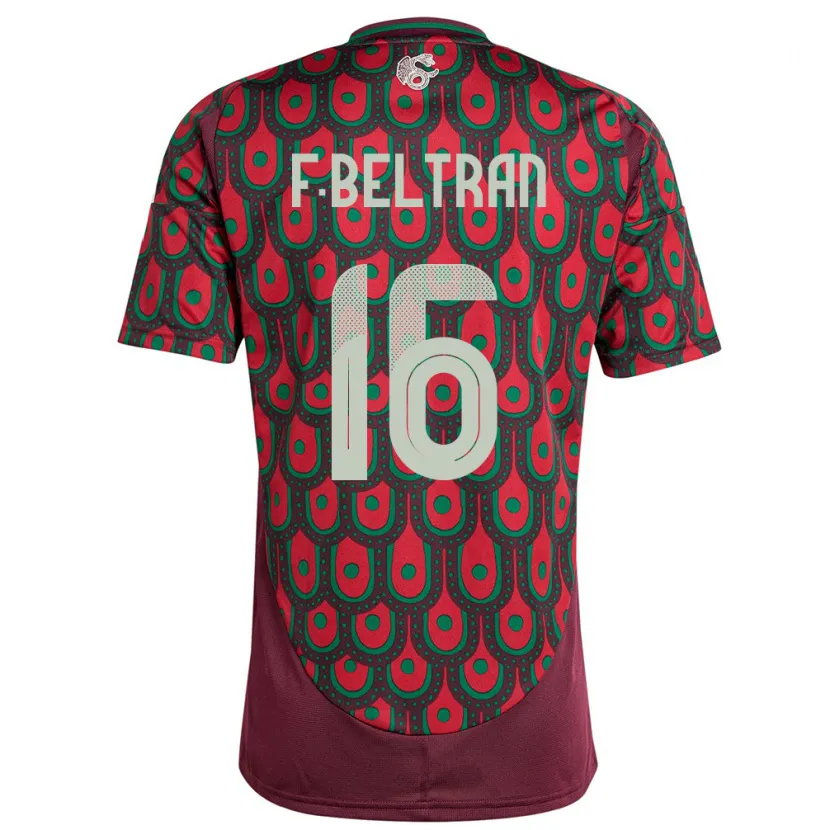 Danxen Dames Mexico Fernando Beltran #16 Kastanjebruin Thuisshirt Thuistenue 24-26 T-Shirt
