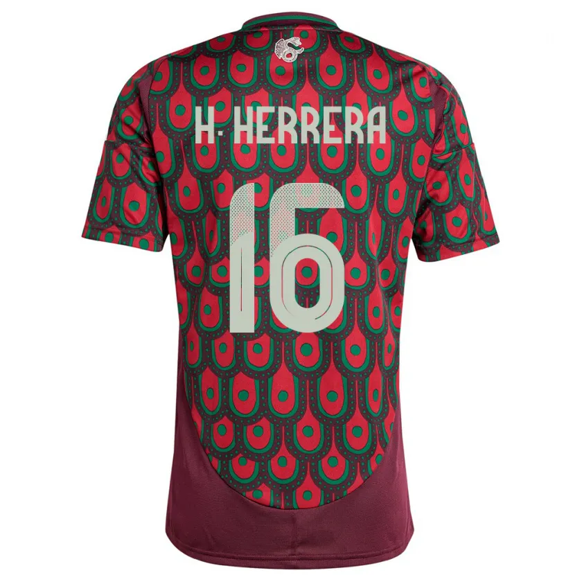 Danxen Dames Mexico Hector Herrera #16 Kastanjebruin Thuisshirt Thuistenue 24-26 T-Shirt