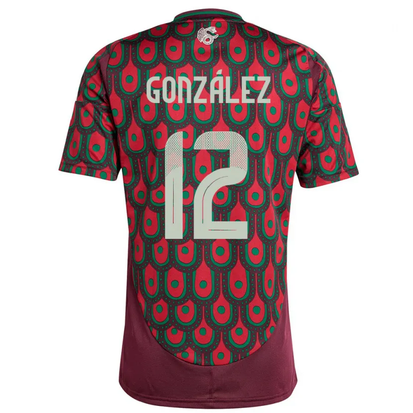 Danxen Dames Mexico Itzel Gonzalez #12 Kastanjebruin Thuisshirt Thuistenue 24-26 T-Shirt