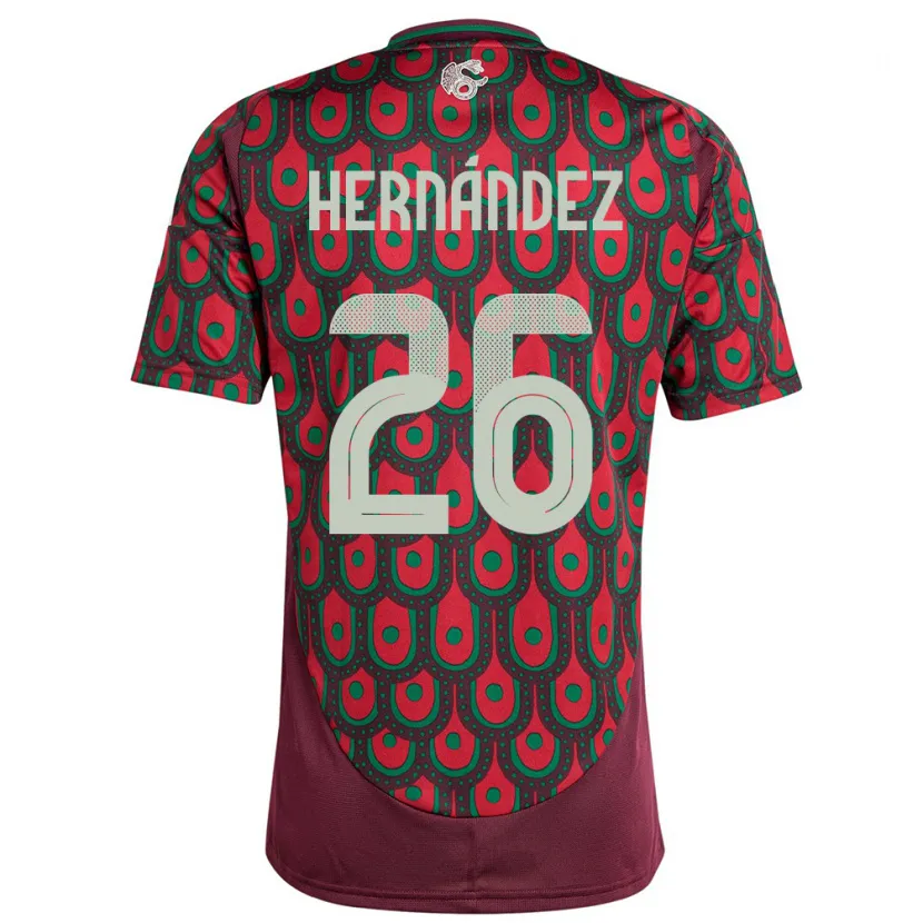 Danxen Dames Mexico Nicolette Hernandez #26 Kastanjebruin Thuisshirt Thuistenue 24-26 T-Shirt