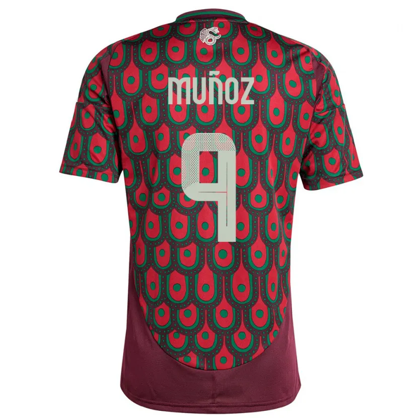 Danxen Dames Mexico Santiago Munoz #9 Kastanjebruin Thuisshirt Thuistenue 24-26 T-Shirt