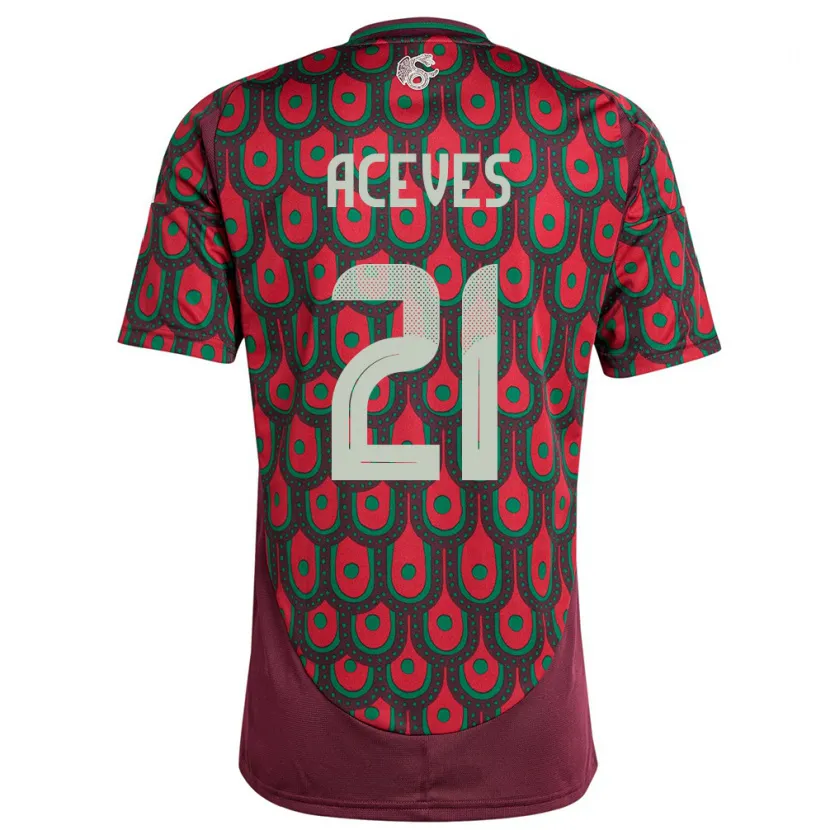 Danxen Dames Mexico Daniel Aceves #21 Kastanjebruin Thuisshirt Thuistenue 24-26 T-Shirt