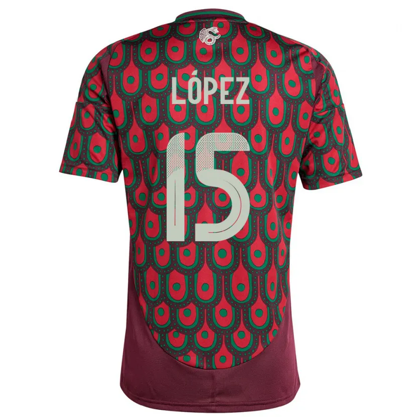 Danxen Dames Mexico Everardo Lopez #15 Kastanjebruin Thuisshirt Thuistenue 24-26 T-Shirt