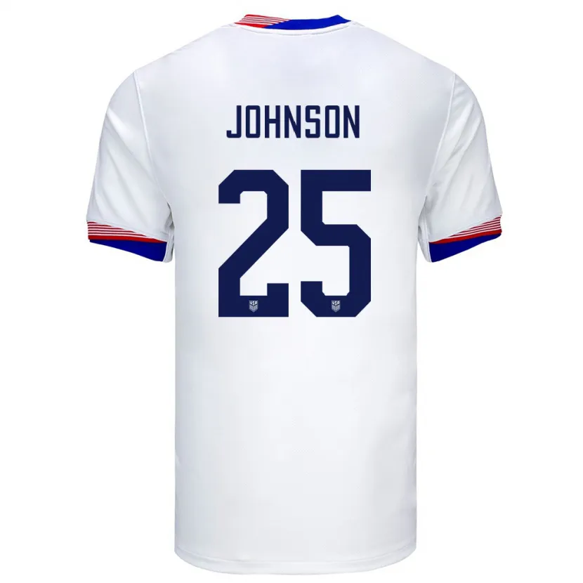 Danxen Dames Verenigde Staten Sean Johnson #25 Wit Thuisshirt Thuistenue 24-26 T-Shirt