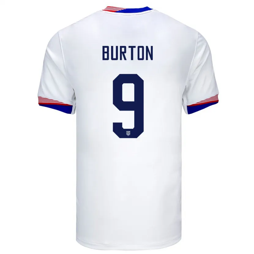 Danxen Dames Verenigde Staten Micah Burton #9 Wit Thuisshirt Thuistenue 24-26 T-Shirt
