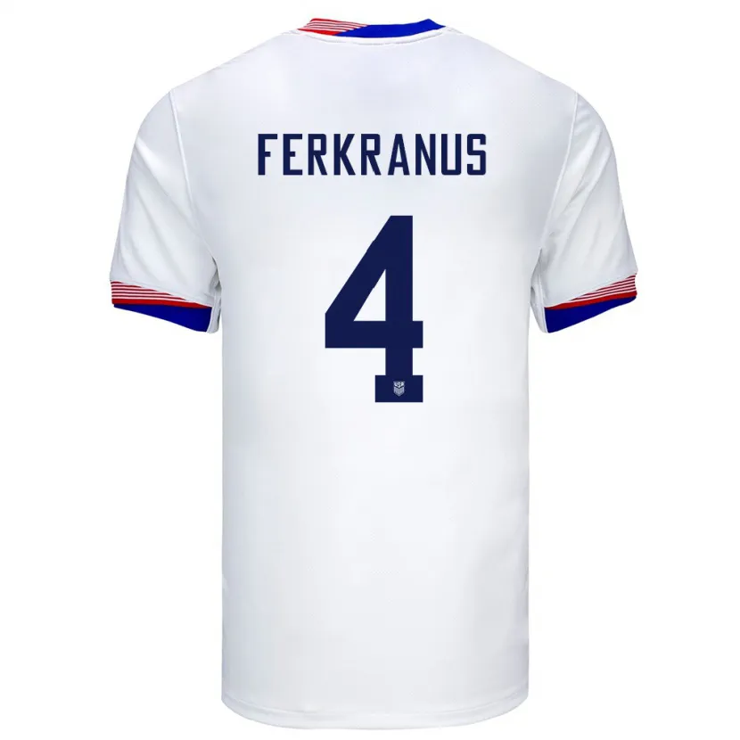 Danxen Dames Verenigde Staten Marcus Ferkranus #4 Wit Thuisshirt Thuistenue 24-26 T-Shirt