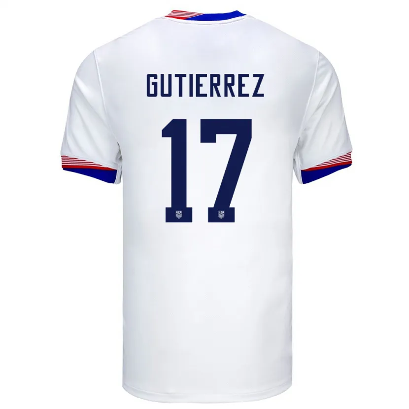 Danxen Dames Verenigde Staten Brian Gutierrez #17 Wit Thuisshirt Thuistenue 24-26 T-Shirt