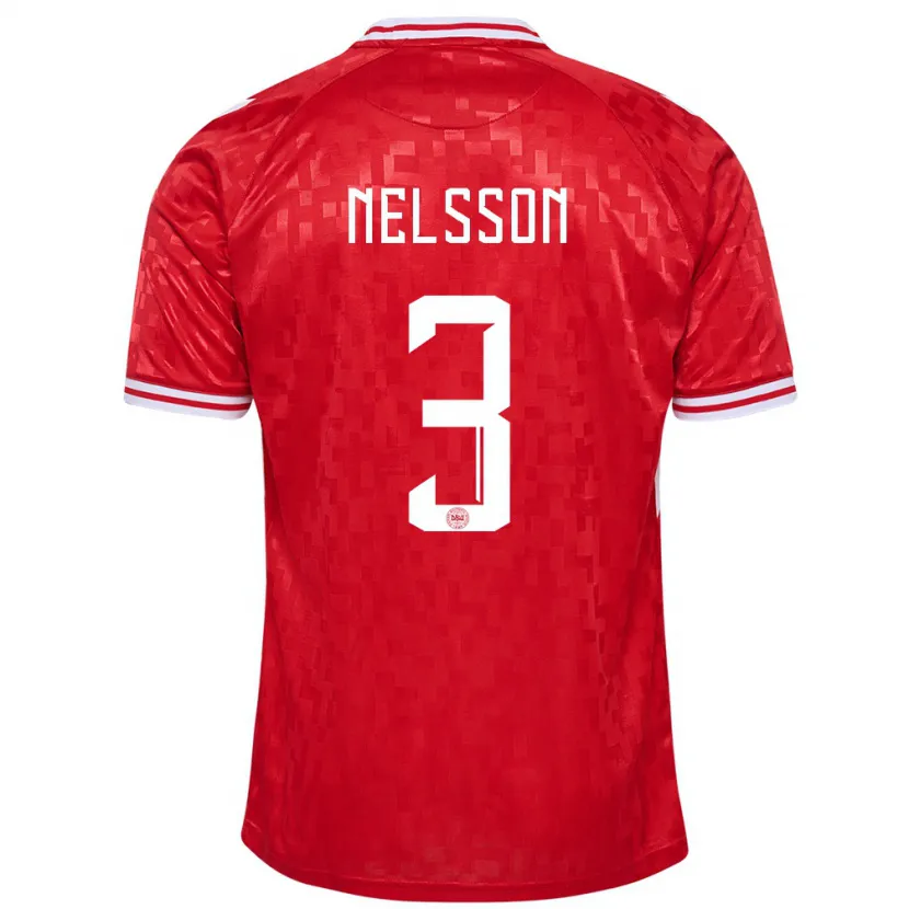 Danxen Dames Denemarken Victor Nelsson #3 Rood Thuisshirt Thuistenue 24-26 T-Shirt