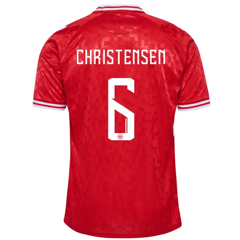 Danxen Dames Denemarken Andreas Christensen #6 Rood Thuisshirt Thuistenue 24-26 T-Shirt