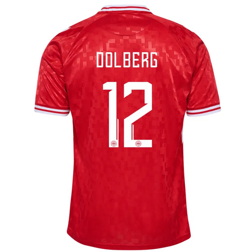 Danxen Dames Denemarken Kasper Dolberg #12 Rood Thuisshirt Thuistenue 24-26 T-Shirt