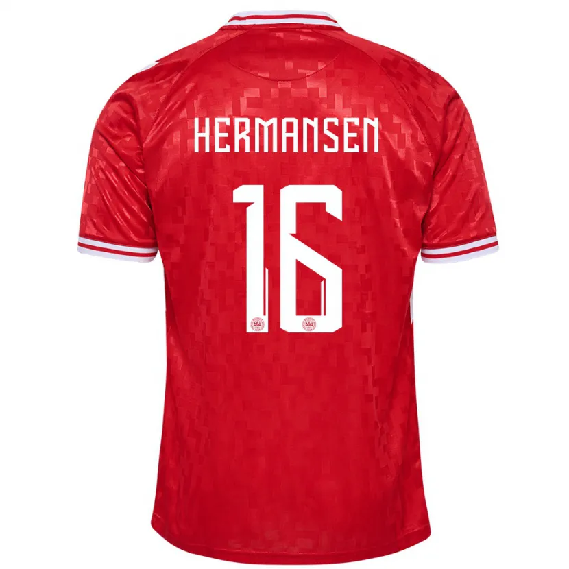 Danxen Dames Denemarken Mads Hermansen #16 Rood Thuisshirt Thuistenue 24-26 T-Shirt