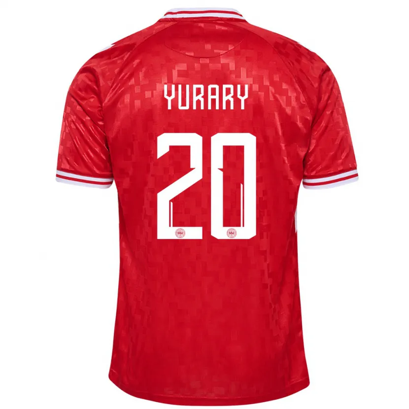Danxen Dames Denemarken Yussuf Poulsen #20 Rood Thuisshirt Thuistenue 24-26 T-Shirt