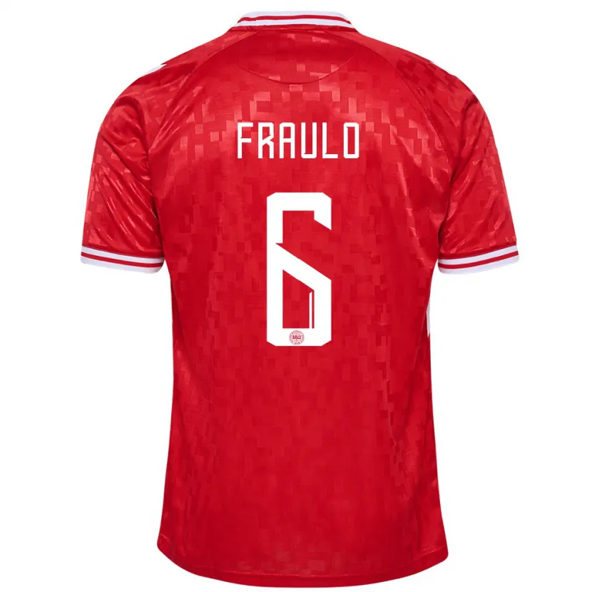 Danxen Dames Denemarken Oscar Fraulo #6 Rood Thuisshirt Thuistenue 24-26 T-Shirt
