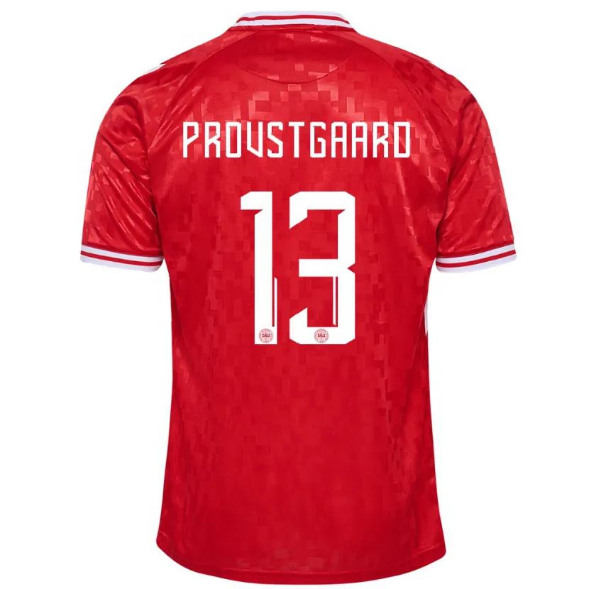 Danxen Dames Denemarken Oliver Provstgaard #13 Rood Thuisshirt Thuistenue 24-26 T-Shirt