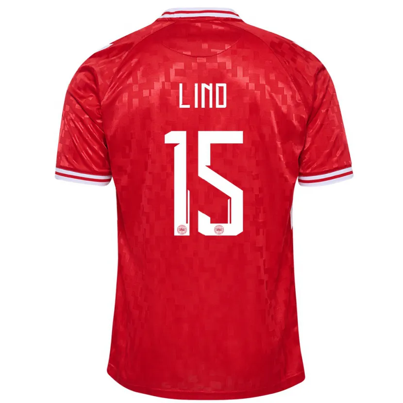 Danxen Dames Denemarken Victor Lind #15 Rood Thuisshirt Thuistenue 24-26 T-Shirt