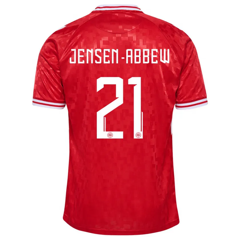 Danxen Dames Denemarken Jonas Jensen-Abbew #21 Rood Thuisshirt Thuistenue 24-26 T-Shirt