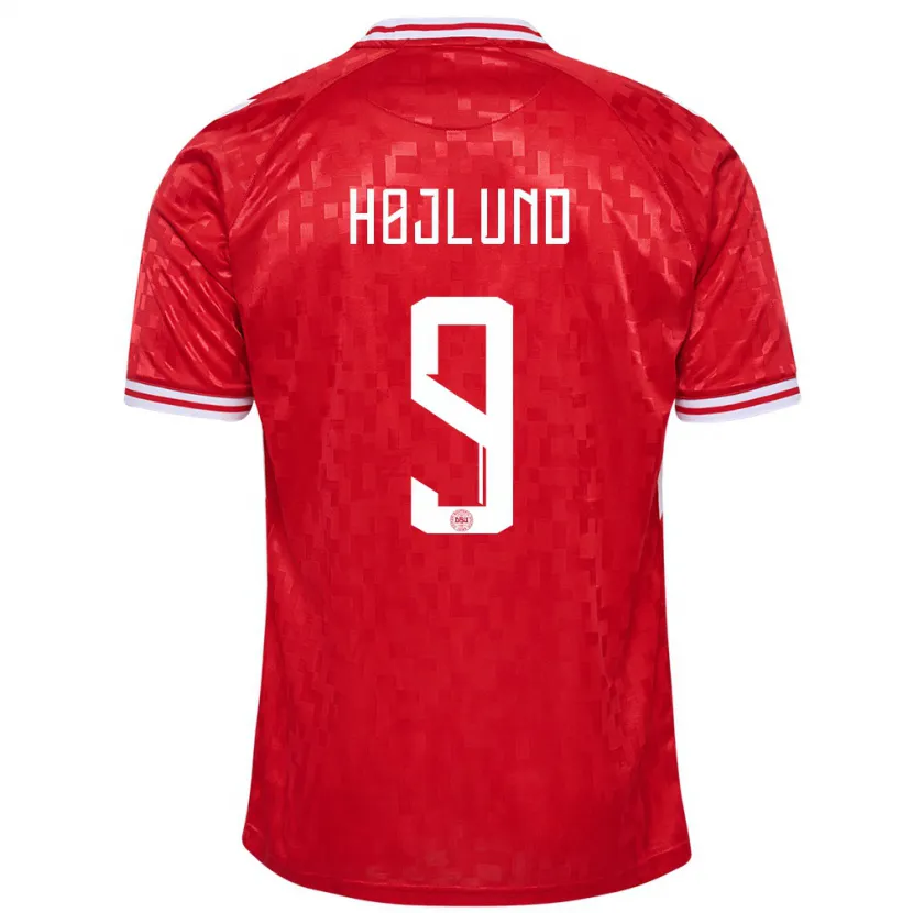 Danxen Dames Denemarken Emil Højlund #9 Rood Thuisshirt Thuistenue 24-26 T-Shirt