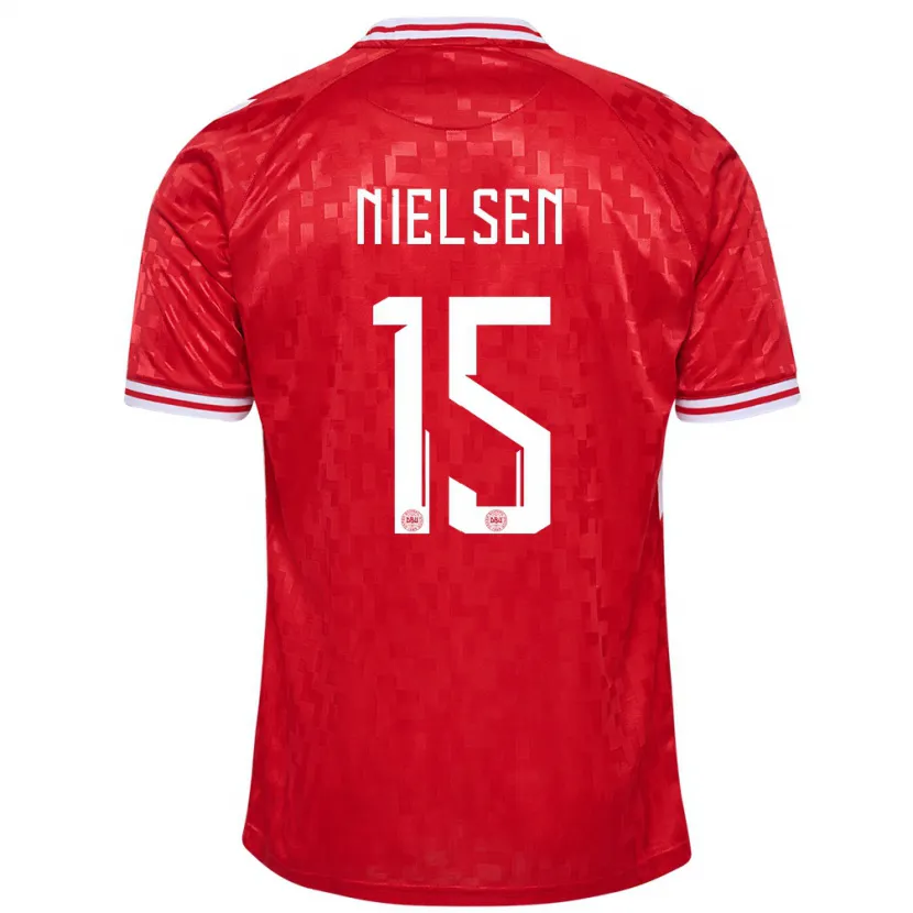 Danxen Dames Denemarken Villads Nielsen #15 Rood Thuisshirt Thuistenue 24-26 T-Shirt