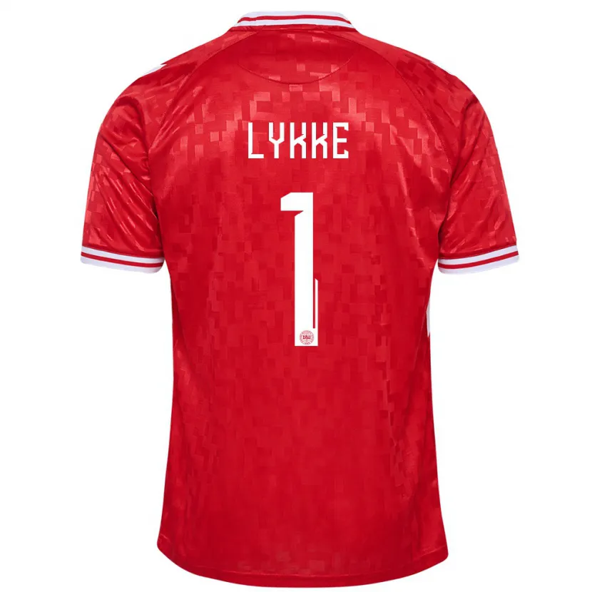 Danxen Dames Denemarken William Lykke #1 Rood Thuisshirt Thuistenue 24-26 T-Shirt