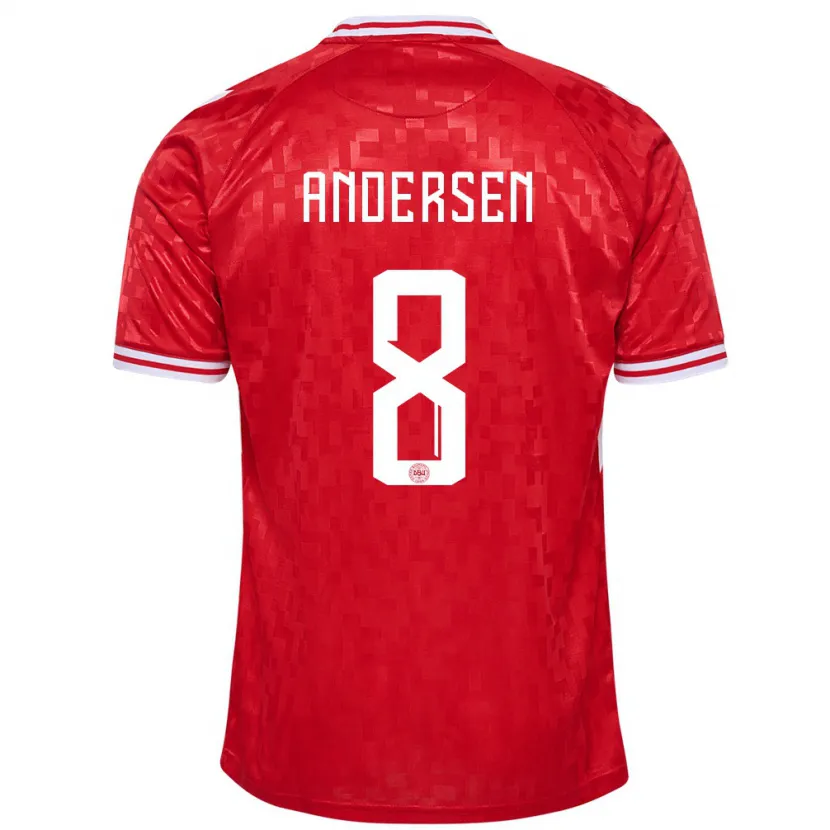 Danxen Dames Denemarken Silas Andersen #8 Rood Thuisshirt Thuistenue 24-26 T-Shirt