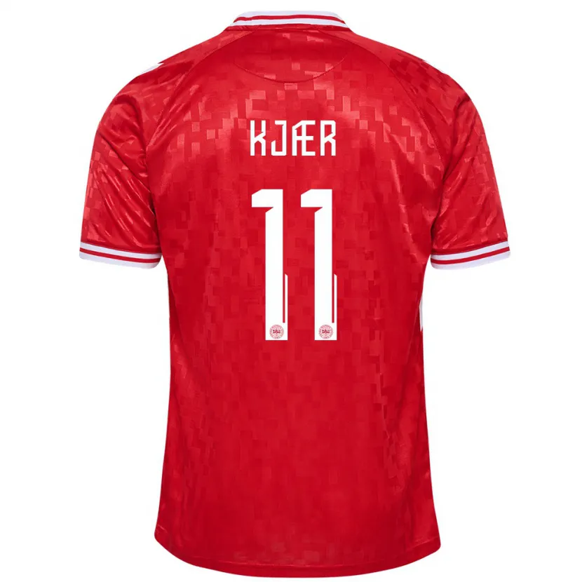 Danxen Dames Denemarken Jeppe Kjær #11 Rood Thuisshirt Thuistenue 24-26 T-Shirt