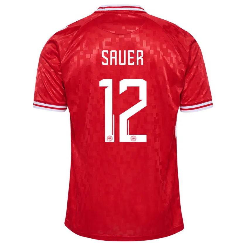 Danxen Dames Denemarken Mathias Sauer #12 Rood Thuisshirt Thuistenue 24-26 T-Shirt