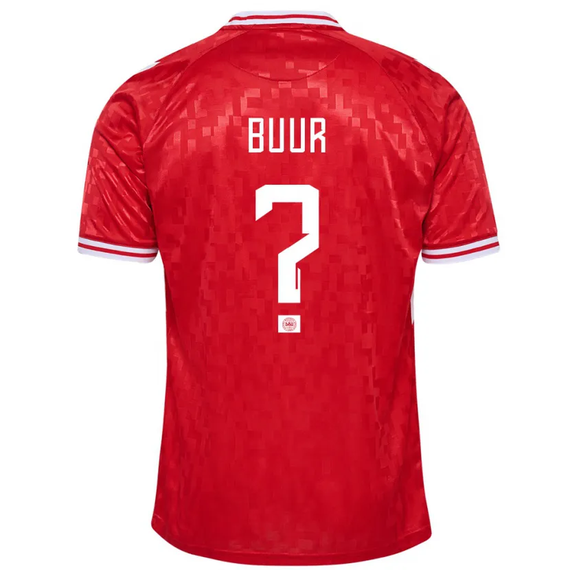 Danxen Dames Denemarken Oscar Buur #0 Rood Thuisshirt Thuistenue 24-26 T-Shirt