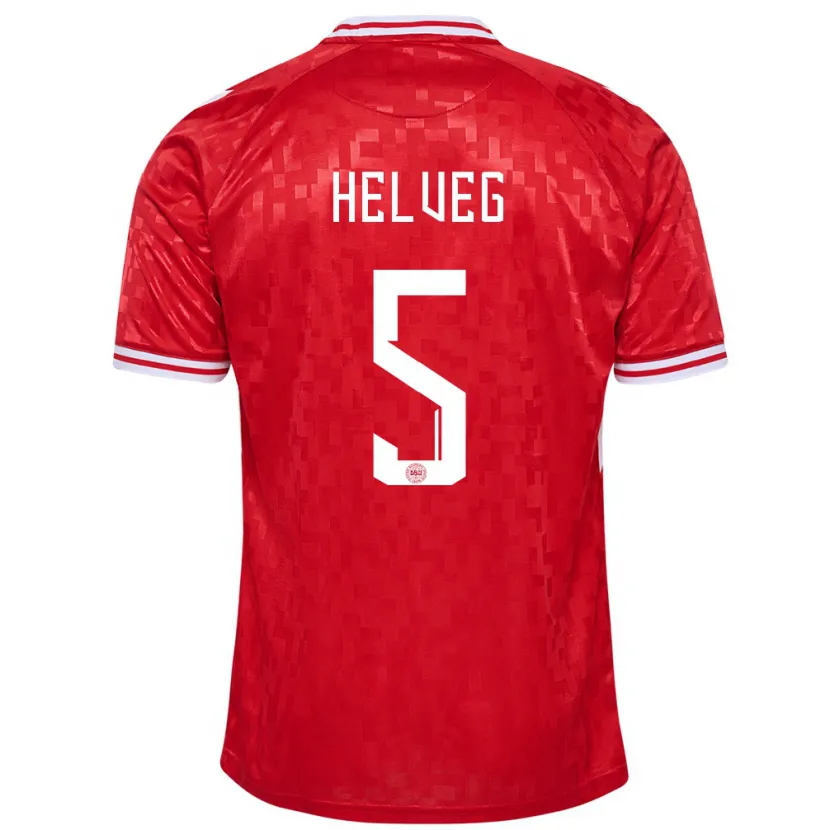 Danxen Dames Denemarken Richard Helveg #5 Rood Thuisshirt Thuistenue 24-26 T-Shirt