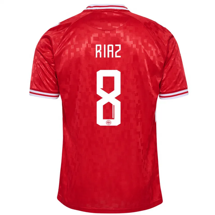 Danxen Dames Denemarken Danial Riaz #8 Rood Thuisshirt Thuistenue 24-26 T-Shirt