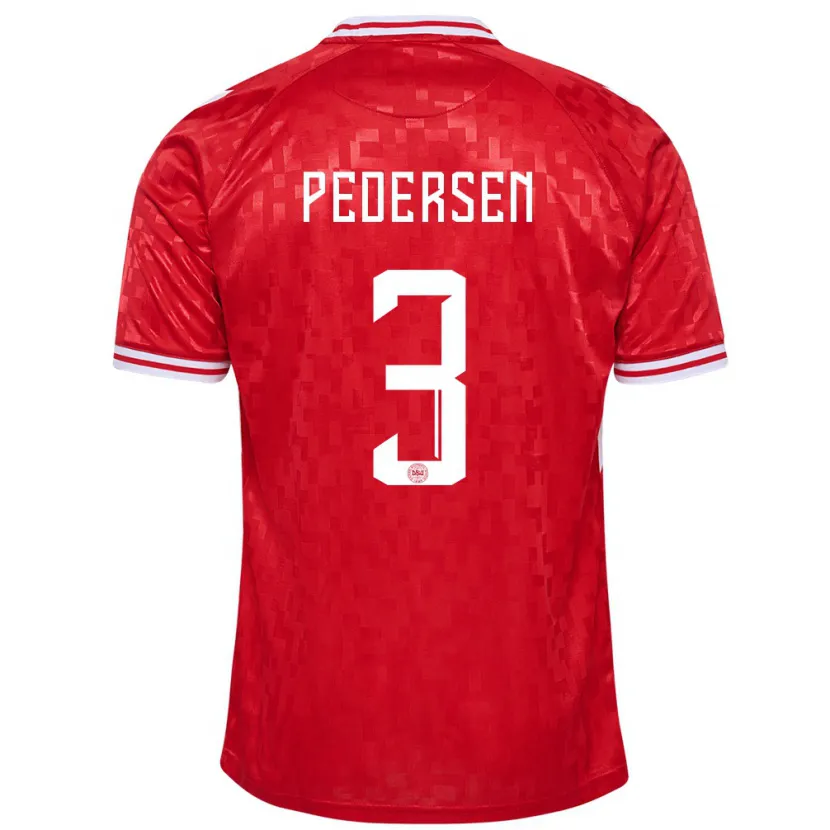 Danxen Dames Denemarken Stine Ballisager Pedersen #3 Rood Thuisshirt Thuistenue 24-26 T-Shirt