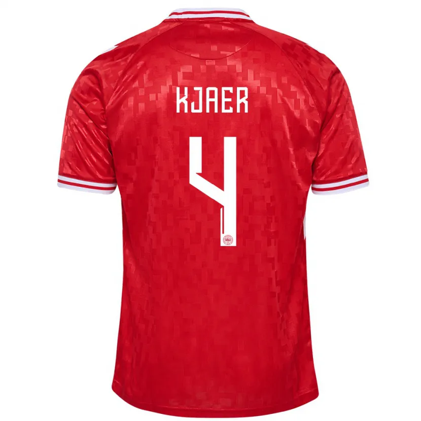 Danxen Dames Denemarken Simon Kjaer #4 Rood Thuisshirt Thuistenue 24-26 T-Shirt