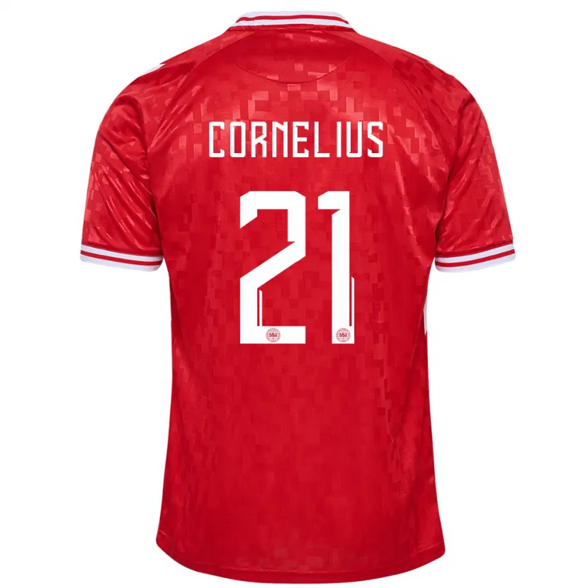 Danxen Dames Denemarken Andreas Cornelius #21 Rood Thuisshirt Thuistenue 24-26 T-Shirt