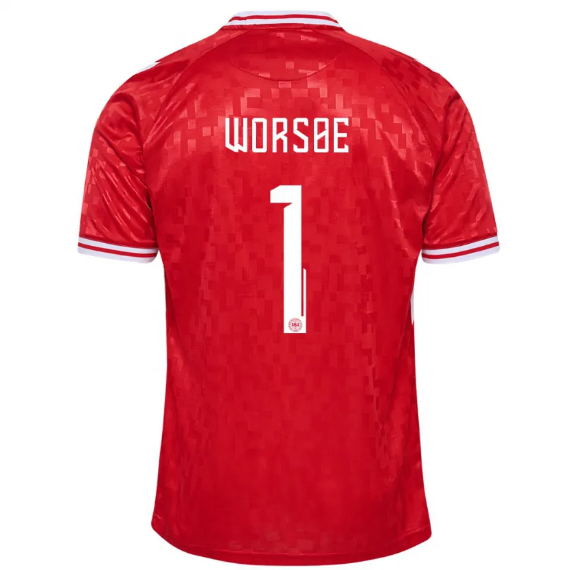 Danxen Dames Denemarken Laura Worsoe #1 Rood Thuisshirt Thuistenue 24-26 T-Shirt