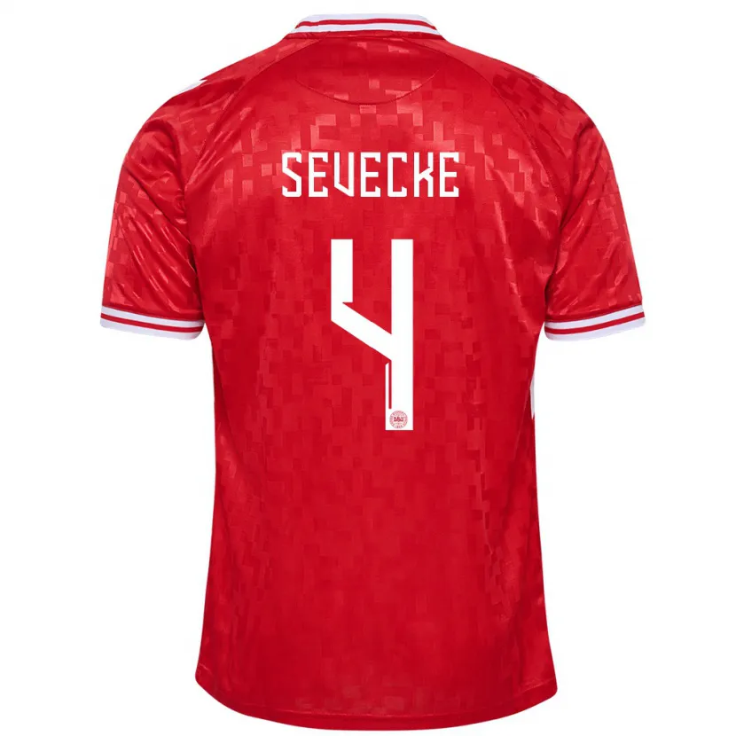 Danxen Dames Denemarken Rikke Sevecke #4 Rood Thuisshirt Thuistenue 24-26 T-Shirt