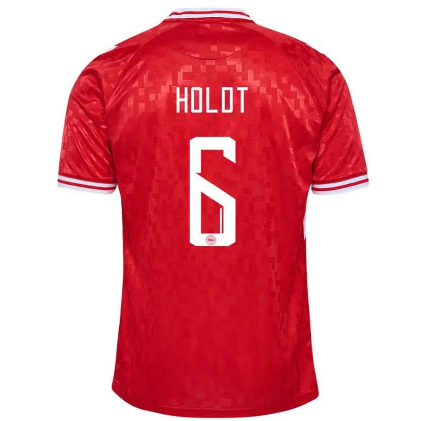 Danxen Dames Denemarken Olivia Holdt #6 Rood Thuisshirt Thuistenue 24-26 T-Shirt