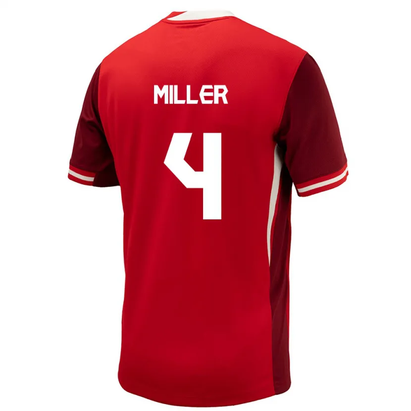 Danxen Dames Canada Kamal Miller #4 Rood Thuisshirt Thuistenue 24-26 T-Shirt