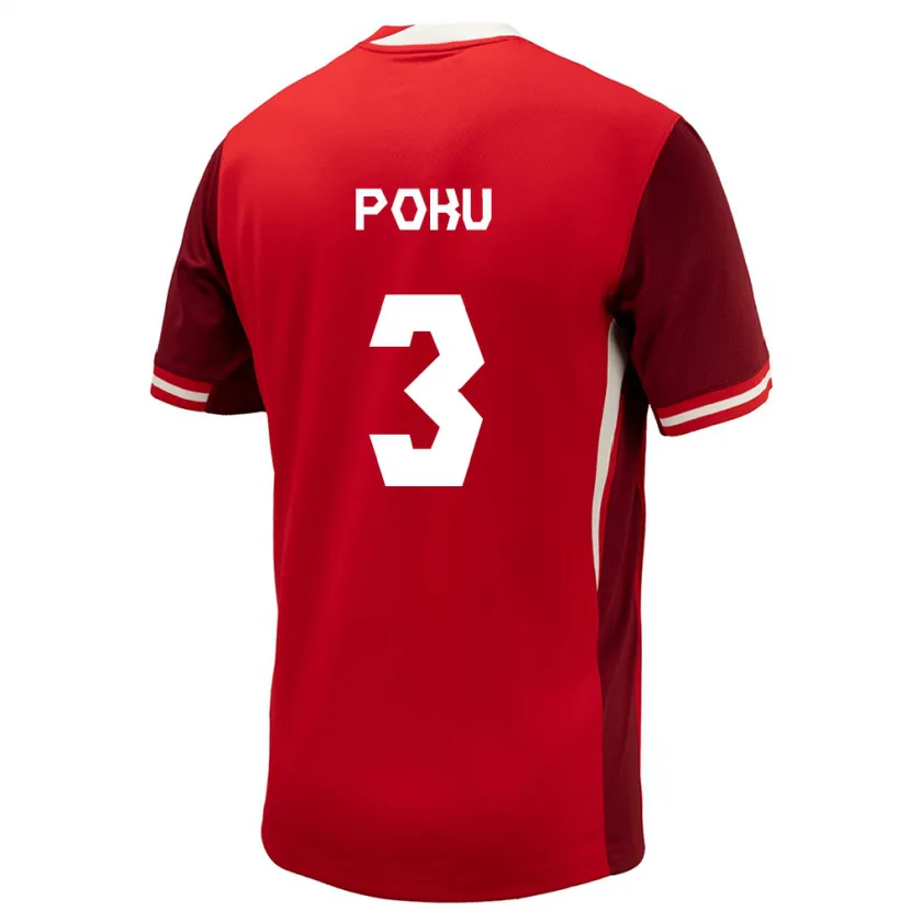 Danxen Dames Canada Kwasi Poku #3 Rood Thuisshirt Thuistenue 24-26 T-Shirt